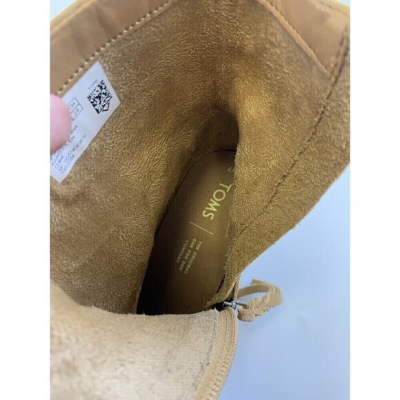 BOGO Toms Evie Honey Tan Nubuck Stack Heel Ankle Boot Side Zip 10012284 Women 7 - Picture 14 of 15